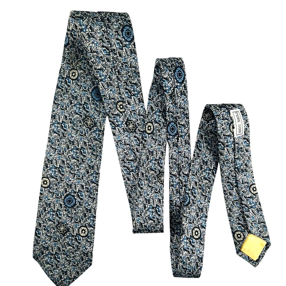 Jean Paul GAULTIER Men’s Neck Tie Skinny 100% Silk Italy Floral Foulard Luxury